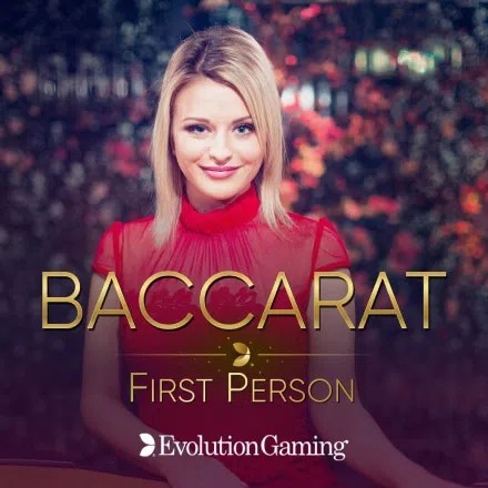 First Person Baccarat online game logo by Evolution on istanacasino-id.com